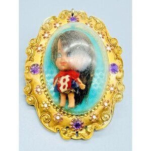 Mattel Liddle Kiddles Lucky Locket Liz Doll Gold Locket Purple Jewels 1966 READ